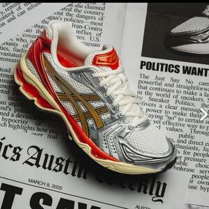ASICS Red and Silver Running Shoe